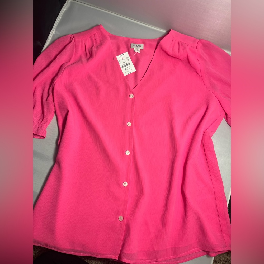 NWT Chic Half Sleeve Bright Pink Blouse by J crew size small